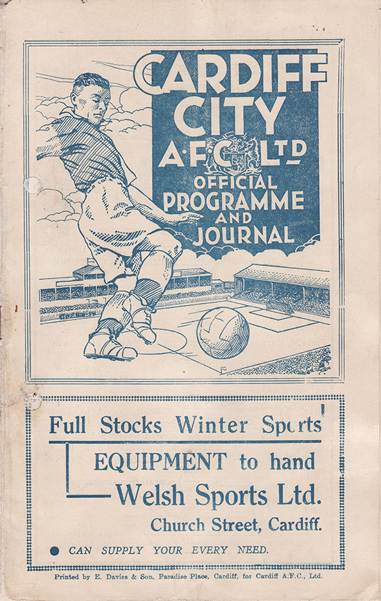 <b>Saturday, December 12, 1936</b><br />vs. Cardiff City (Away)
